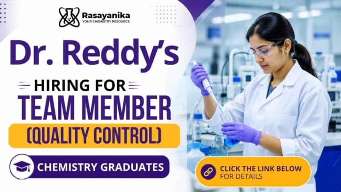 Dr. Reddy's Careers is hiring for Quality Control Jobs. Apply now for exciting Chemistry Jobs in pharmaceutical quality control. Dr. Reddy's Careers is hiring for Quality Control Jobs. Apply now for exciting Chemistry Jobs in pharmaceutical quality control.