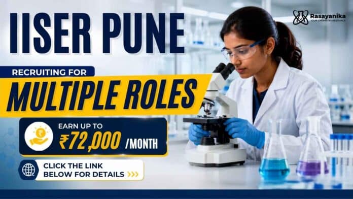 Research Jobs at IISER Pune. JRF and Post-Doctoral Fellow vacancies for Chemistry candidates. Apply before 23 July 2026. Research Jobs at IISER Pune. JRF and Post-Doctoral Fellow vacancies for Chemistry candidates. Apply before 23 July 2026.