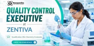 MSc Chemistry Job at Zentiva | QC Executive Vacancy Quality Control Executive Job at Zentiva | Organic Chemistry Job
