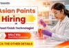 Asian Paints Hiring Chemistry Graduates | Wood Finish Technologist Roles BSc Chemistry Jobs at Asian Paints | Technologist Role
