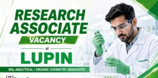 MSc Chemistry Job at Lupin | Research Associate Role
