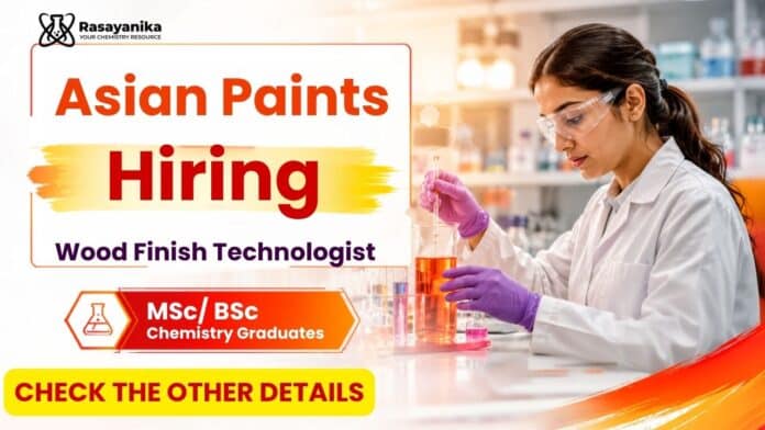 BSc Chemistry Jobs at Asian Paints | Technologist Role BSc Chemistry Jobs at Asian Paints | Technologist Role