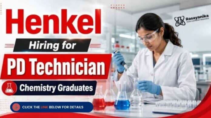 Chemistry Jobs at Henkel for PD Technician role in Pune for Polymer Science and Organic Chemistry candidates Chemistry Jobs at Henkel for PD Technician role in Pune for Polymer Science and Organic Chemistry candidates