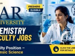 Apply now for Chemistry Faculty Jobs at IAR University. Attend the Walk-in interview for exciting Freshers Jobs in academia.