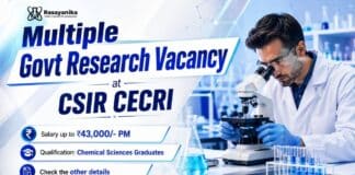 Govt Research Jobs at CSIR CECRI | Chemistry Jobs