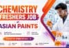 Chemistry Freshers Job at Asian Paints | Executive Role BSc Chemistry Freshers Job at Asian Paints | Executive Job