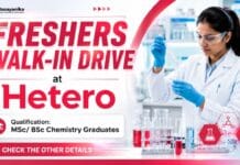 Freshers Walk In Drive at Hetero for Chemistry Graduates | QC Roles Chemistry Freshers Job at Hetero | Walk-In Drive