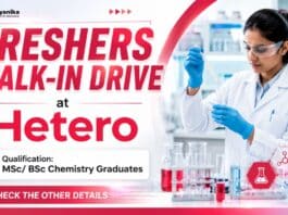 Chemistry Freshers Job at Hetero | Walk-In Drive