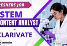 Chemistry Freshers Job at Clarivate | Patent Analyst Jobs Clarivate Careers hiring for Chemistry Freshers Job in Patent Analyst Jobs – Associate STEM Content Analyst, Polymer.