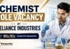 BSc Chemistry Freshers Job at Reliance | Chemist Role
