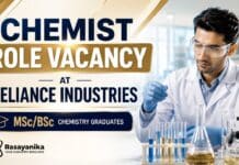 BSc Chemistry Freshers Job at Reliance | Chemist Role