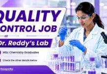 Dr. Reddy’s Hiring Quality Control Roles | MSc Chemistry Job Quality Control Role at Dr. Reddy's | MSc Chemistry Job