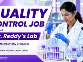  Quality Control Role at Dr. Reddy's | MSc Chemistry Job