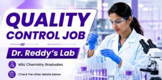  Quality Control Role at Dr. Reddy's | MSc Chemistry Job