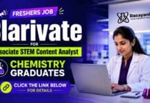 Chemistry Freshers Job at Clarivate | Content Analyst Jobs Chemistry Freshers Job at Clarivate Careers for Associate STEM Content Analyst Content Analyst Jobs for Chemistry graduates