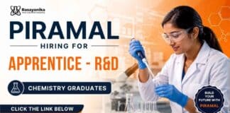 Apprenticeship at Piramal Careers for M.Sc Chemistry Freshers | R&D Chemistry Jobs