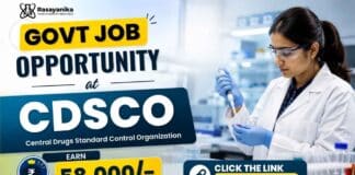 Earn ₹58,000/Month with CDSCO Recruitment | Govt Chemistry Jobs CDSCO Recruitment notification for Govt Chemistry Jobs at National Tobacco Testing Laboratory Mumbai