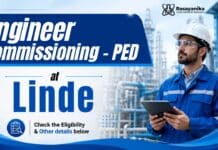 Chemical Engineering Job at Linde | PED Position Chemical Engineering Job at Linde | Engineer Commissioning - PED