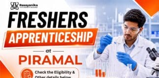 Piramal Apprenticeship for Freshers in Chemistry | Apply Now Piramal Apprenticeship Opportunity for Freshers in Chemistry
