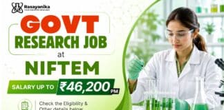 Govt Chemistry Research Job at NIFTEM | Salary up to ₹46,200 pm NIFTEM Recruitment: Chemistry Research Fellowship | Apply Now