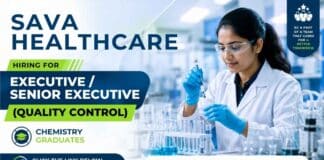Quality Control Jobs | SAVA Healthcare hiring Executive Jobs for its Surendranagar manufacturing facility.