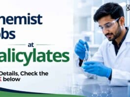 QC Chemist Jobs in Hyderabad at Salicylates and Chemicals Pvt Ltd: M.Sc and B.Sc candidates with 1–5 years of experience can apply.