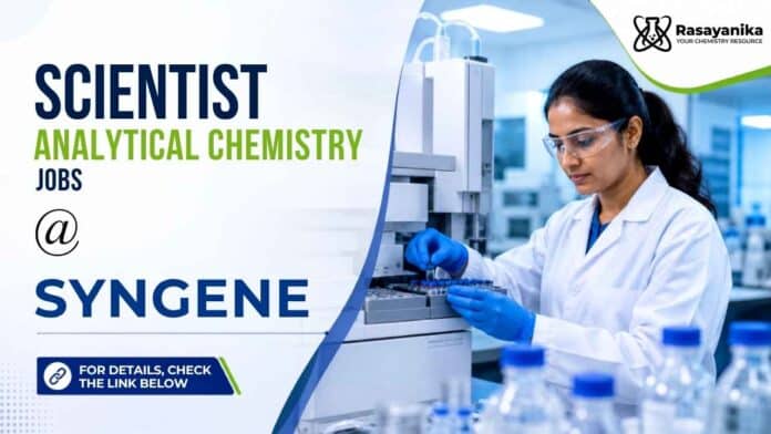 Syngene Analytical Chemistry Jobs: Entry-level Scientist role in Bengaluru for M.Sc Chemistry graduates. Apply now by 24 August 2026. Syngene Analytical Chemistry Jobs: Entry-level Scientist role in Bengaluru for M.Sc Chemistry graduates. Apply now by 24 August 2026.