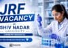 JRF Vacancy at Shiv Nadar Institution of Eminence for M.Sc. Chemistry graduates. Earn up to ₹42,000/month plus HRA. Apply by 21 August 2026.