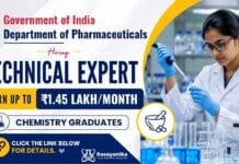 ₹1.45 L Salary Government Jobs at Department of Pharmaceuticals | Apply Now Government Jobs at Department of Pharmaceuticals for Technical Expert Chemistry vacancy with salary up to ₹1.45 lakh per month