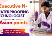 Asian Paints Hiring Executive Roles | Chemistry Graduates Apply Now Chemistry Job at Asian Paints | Waterproofing Executive Role