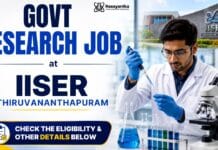 Chemistry Project Assistant at IISER Thiruvananthapuram | Apply Now MSc Chemistry Jobs at IISER Thiruvananthapuram