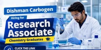 Research Associate Jobs at Dishman Carbogen for M.Sc Organic Chemistry candidates