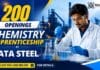200 Openings at Tata Steel | Chemistry Apprenticeship | Apply Now Chemistry Apprenticeship at Tata Steel. Opportunity for B.Sc. Chemistry graduates with stipend, plant training, with certificate.