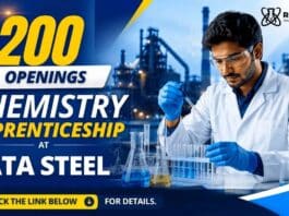 Chemistry Apprenticeship at Tata Steel. Opportunity for B.Sc. Chemistry graduates with stipend, plant training, with certificate.