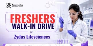 MSc Chemistry Freshers Jobs at Zydus | Apply Now