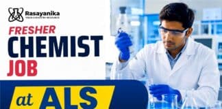 Fresher Chemist Job at ALS | Chemistry Jobs in Bangalore Fresher Chemist Job at ALS in Bangalore for Chemistry graduates. Explore qualifications, responsibilities and ALS Careers. Apply Today