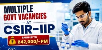CSIR-IIP Govt vacancies: walk-in opportunity for project positions, including multiple positions for Chemistry candidates.