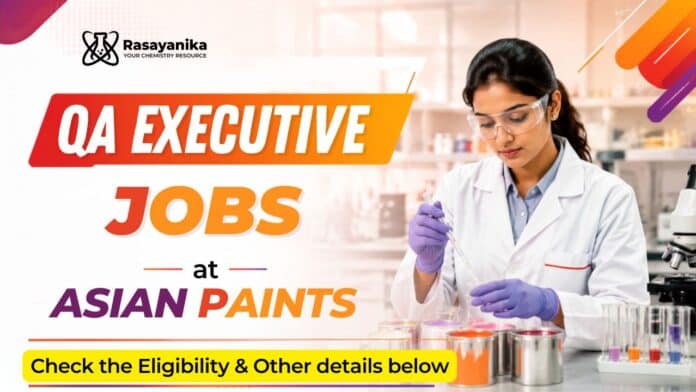 MSc Chemistry Job at Asian Paints | QA Executive Role MSc Chemistry Job at Asian Paints | QA Executive Role
