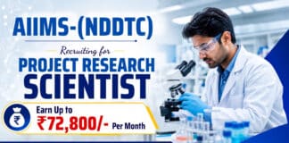 Scientist Jobs at AIIMS for Chemistry candidates. Earn ₹56,000 + 30% HRA as Project Research Scientist. Apply by 05 September 2026.