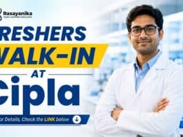 Freshers Walk-in Cipla carrers Chemistry Jobs for B.Sc Chemistry candidates