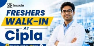 Freshers Walk-in Cipla carrers Chemistry Jobs for B.Sc Chemistry candidates