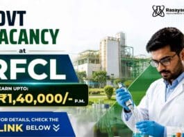 Govt Vacancy for Chemical Engineers through RFCL Recruitment 2026.