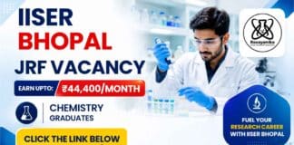 Apply for the JRF Vacancy at IISER Bhopal under a BRNS Project. Opportunity for Master's graduates in Chemistry and related disciplines.