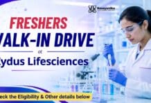Freshers Walk-In Drive at Zydus Life Sciences | Chemistry Graduates Apply now MSc Chemistry Freshers Job at Zydus | Production Trainee Jobs