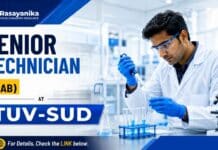 TÜV SÜD Senior Technician | Lab Opening for Chemistry Candidates Explore a Technician Job through TÜV SÜD Careers for qualified and experienced M.Sc. Chemistry candidates in Gurugram.