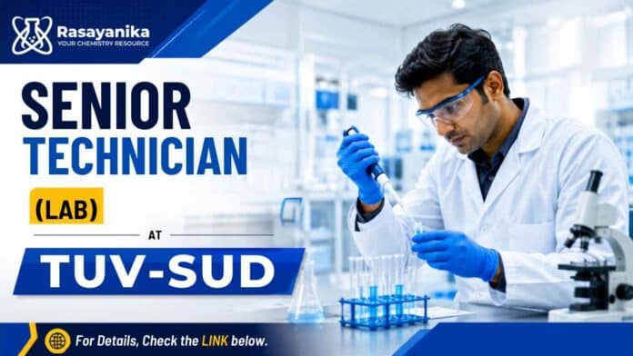 Explore a Technician Job through TÜV SÜD Careers for qualified and experienced M.Sc. Chemistry candidates in Gurugram. Explore a Technician Job through TÜV SÜD Careers for qualified and experienced M.Sc. Chemistry candidates in Gurugram.