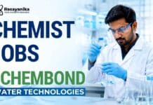 Explore Chemist Jobs with Chembond Water Technologies for B.Sc/Bio-Chemistry candidates at RIL, Jamnagar.
