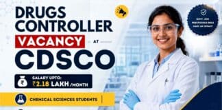 CDSCO Vacancy 2026 for Drugs Controller Jobs under Ministry of Health & Family Welfare Govt Jobs