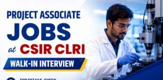 Project Associate Jobs at CSIR CLRI for M.Sc Chemistry candidates. Explore Chemistry Research eligibility, salary and walk-in details.