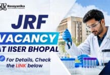JRF Vacancy at IISER Bhopal for M.Sc candidates seeking Chemistry Research Jobs in an ANRF-funded project. Apply Today
